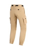 Alpinestars Flex-AST Cargo-Hose - Kurz, Urbane Motorradhose, Hellbeige, Rückansicht mit seitlichen Cargotaschen, elastischen Knöchelbündchen und Gesäßtaschen mit schwarzen Akzenten, robustes zeitgemäßes Design