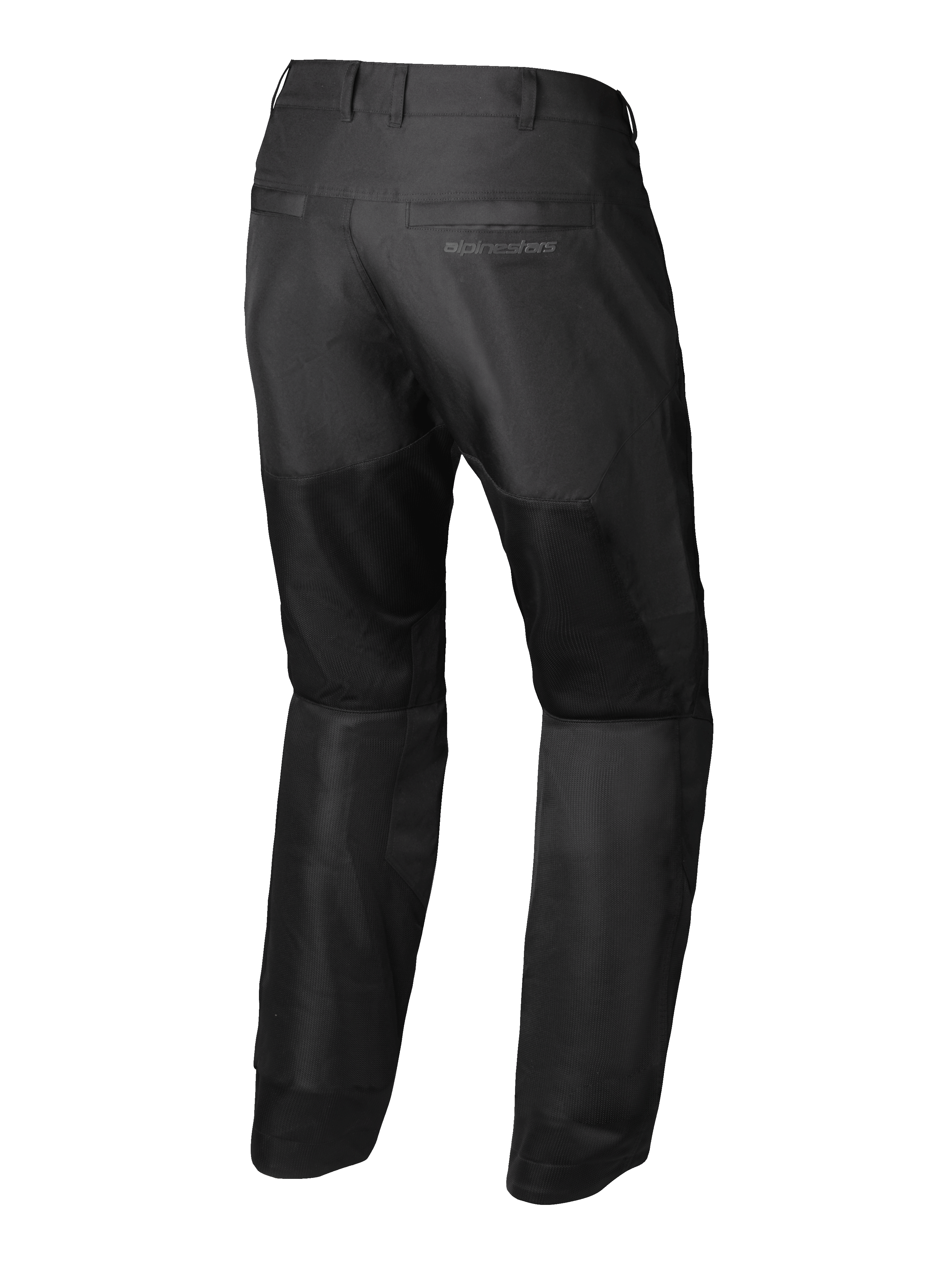 Alpinestars C-1 Air Pants, urban motorcycle pants for men in Black, back view showing tech mesh ventilation panels and CE Class A protection