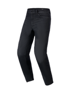 Alpinestars Flex-AST 5 Denim-Hose, Motorrad-Jeans, Black Washed, reguläre konische Passform, Fünf-Taschen-Design mit Gürtelschlaufen, Stretch-Denim-Gewebe, urbane Motorrad-Schutzausrüstung