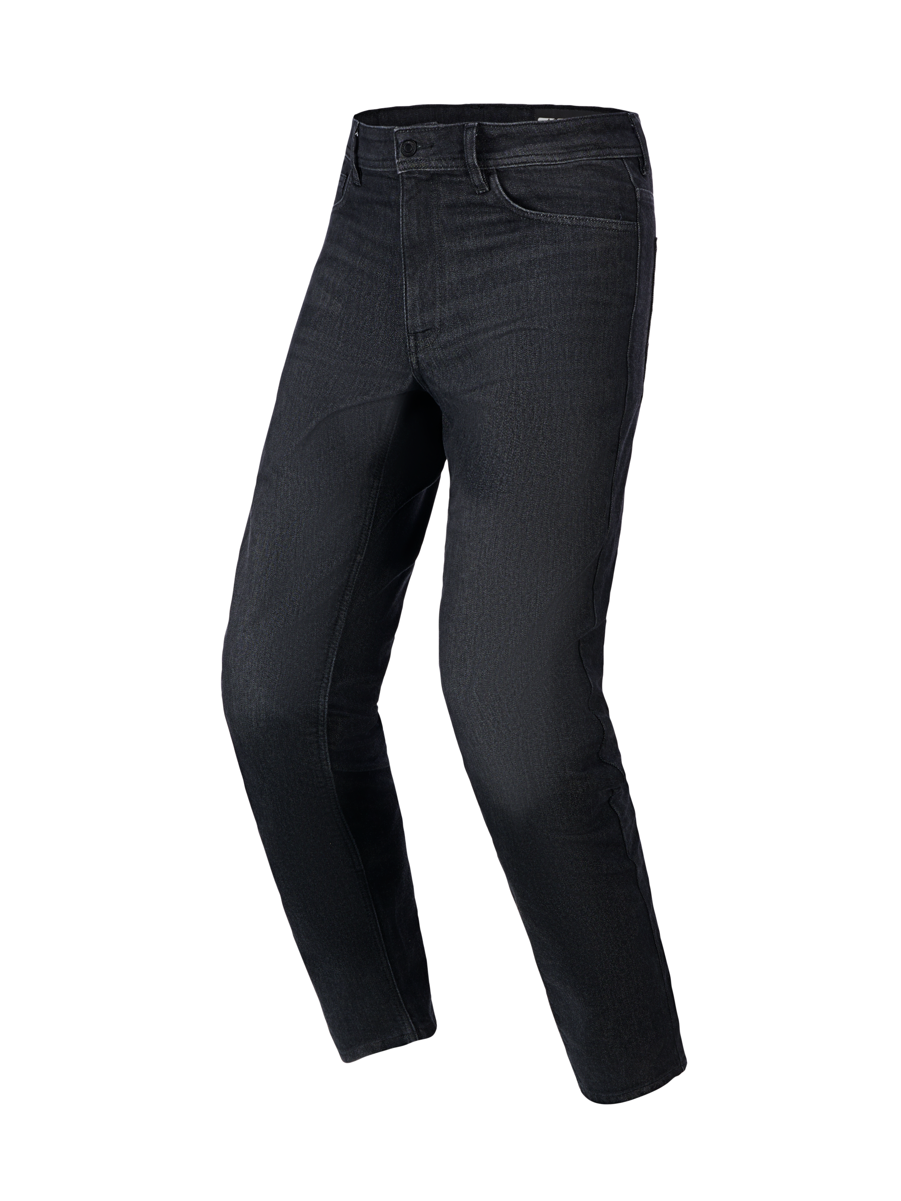 Alpinestars Flex-AST 5 Denim-Hose, Motorrad-Jeans, Black Washed, reguläre konische Passform, Fünf-Taschen-Design mit Gürtelschlaufen, Stretch-Denim-Gewebe, urbane Motorrad-Schutzausrüstung