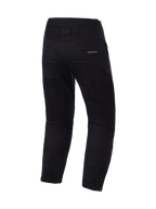 Alpinestars Flex-AST Canvas Hose Short, Schwarz, Rückansicht mit Gesäßtaschen und Details am Bund, urbaner Motorrad-Stil mit dezentem Alpinestars-Logo auf der Tasche, strapazierfähiges Polycotton-Twill-Gewebe