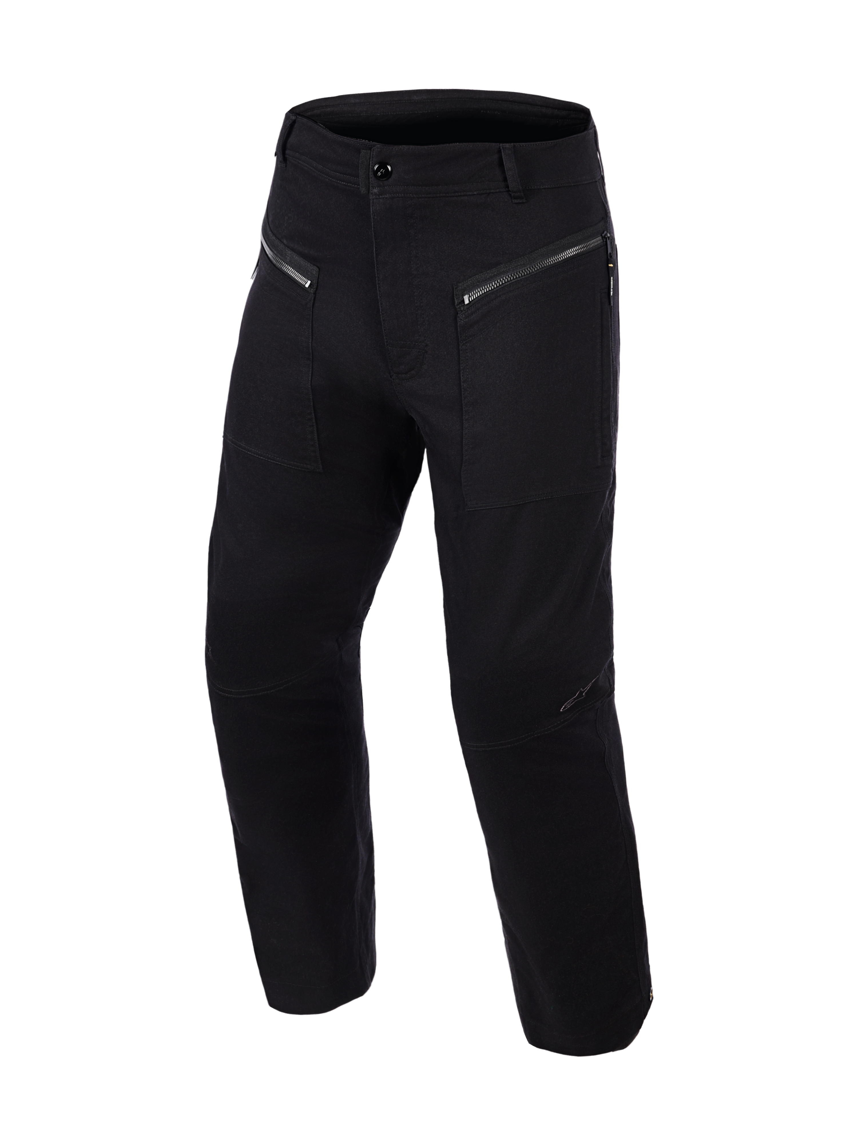 Alpinestars Flex-AST Canvas Hose Short, urbane Motorradhose, Schwarz, mit Fronttaschen mit Reißverschluss und doppeltem Zugang, von Workwear inspirierter Canvas-Konstruktion und vorgeformten Kniepartien, klares funktionales Design für Schutz und Komfort beim Fahren