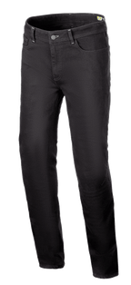 Alpinestars Cult-8 Stretch Denim Pants, Motorcycle Riding Jeans, Black Rinse, relaxed regular fit with straight leg, five-pocket design, monolayer stretch fabric with tonal stitching, casual urban style