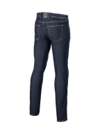 Alpinestars Cult-8 Stretch Denim Hose, Urban Motorradjeans für Herren, Blau, Rückansicht mit regular gerader Passform aus elastischem Denim.