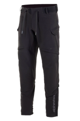 Alpinestars Juggernaut Waterproof Pants, Motorcycle Pants, Black, softshell construction with waterproof membrane, thigh ventilation openings, zippered cargo pockets, elasticated waist with drawstrings and ankle cuffs, urban road riding gear