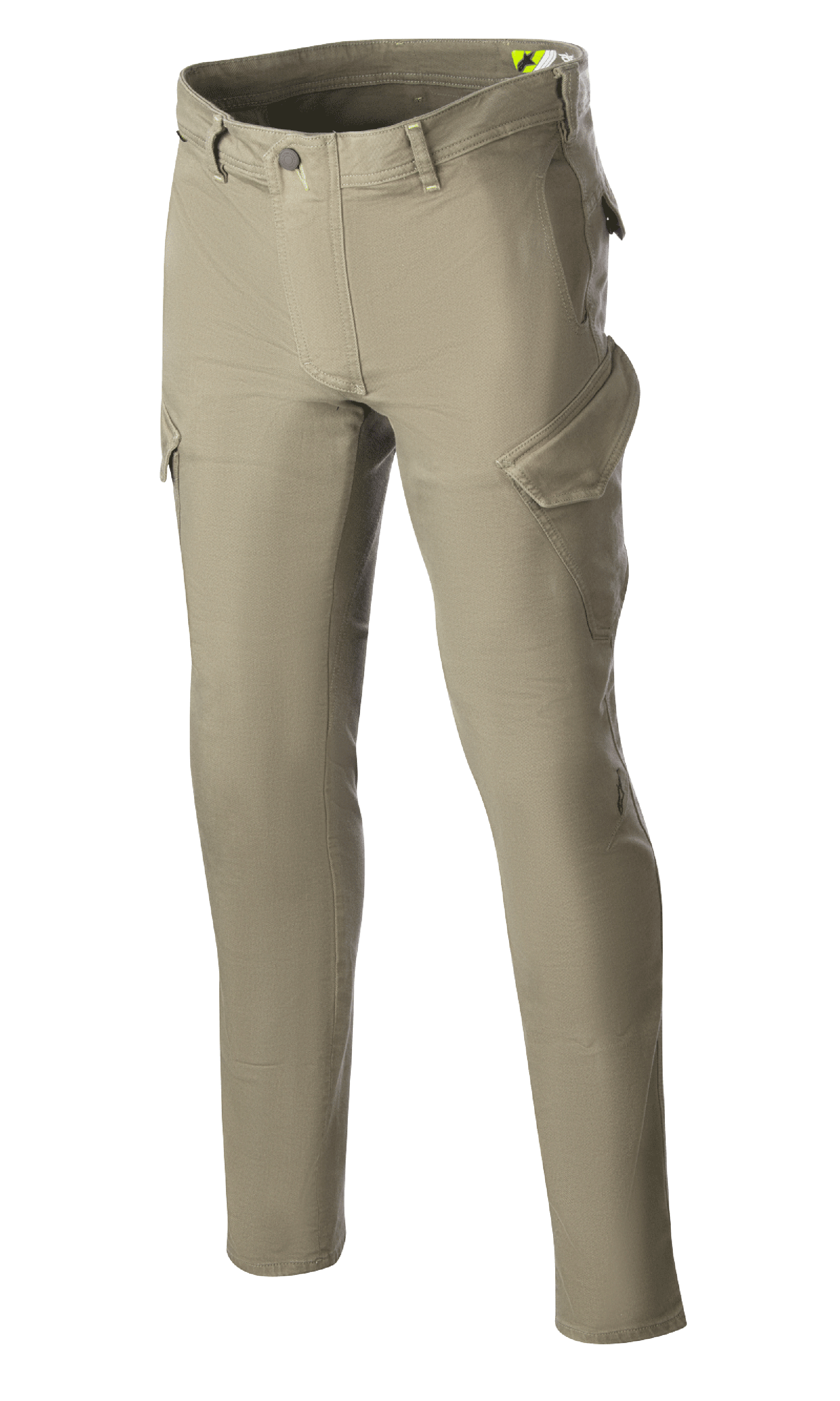 Alpinestars Caliber Slim Fit Tech Riding Pants, Motorradhose, Militärgrün, Slim-Fit-Silhouette mit Cargotaschen im Combat-Stil, Stretch-Cordura-Denim-Gewebe, Gürtelschlaufen, funktionales Design für Stadt- und Straßenfahrten