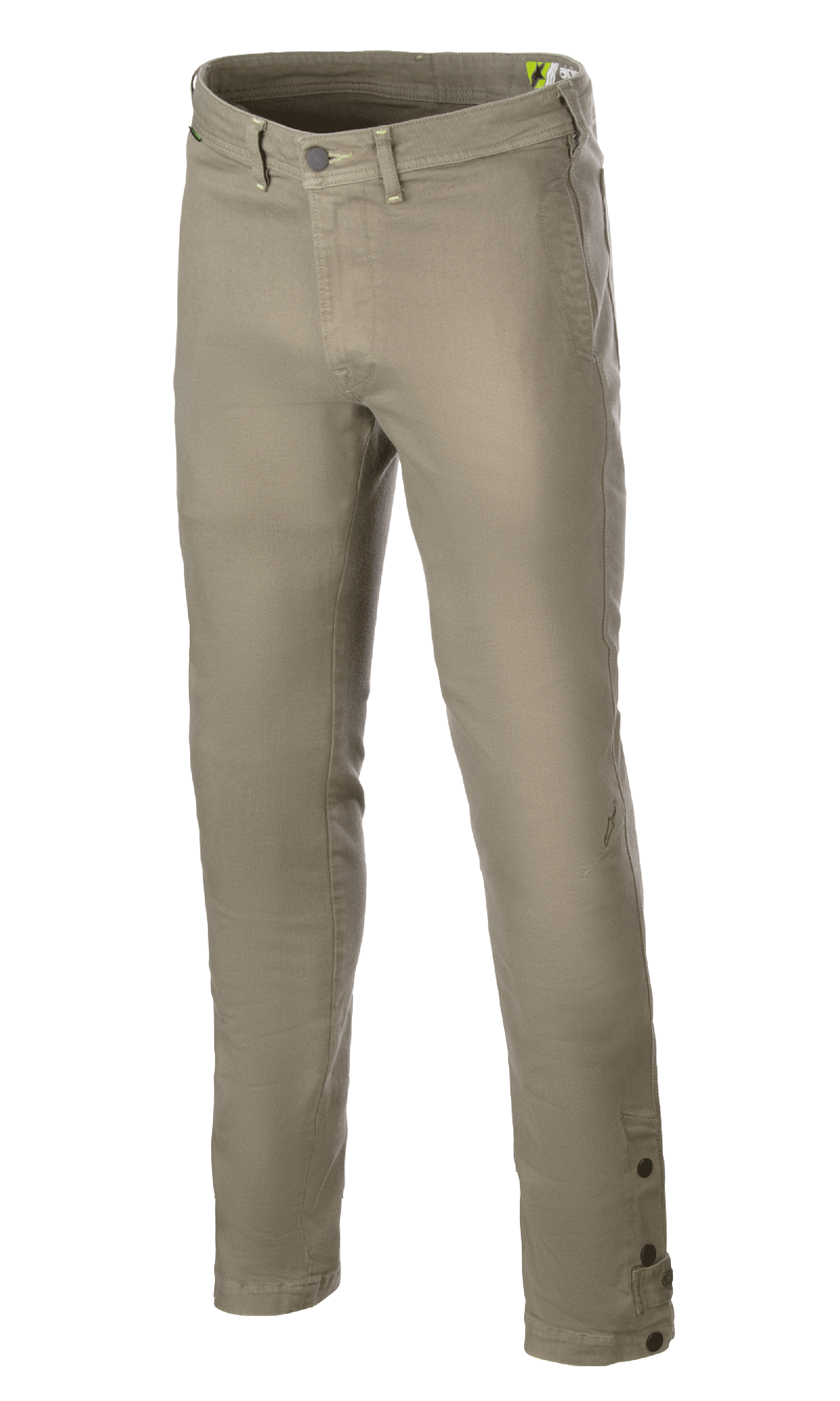 Alpinestars Stratos Regular Fit Tech Riding Pants, Motorradhose, Military Green, mit konisch zulaufendem Design, Knopf- und Reißverschluss, Gürtelschlaufen und verstellbaren Knöpfen am Knöchel