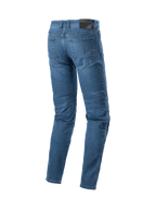 Alpinestars Radon Regular Fit Jeans, blaue Motorradjeans für Herren, Urban-Stil, mit Logo bestickten Gesäßtaschen.