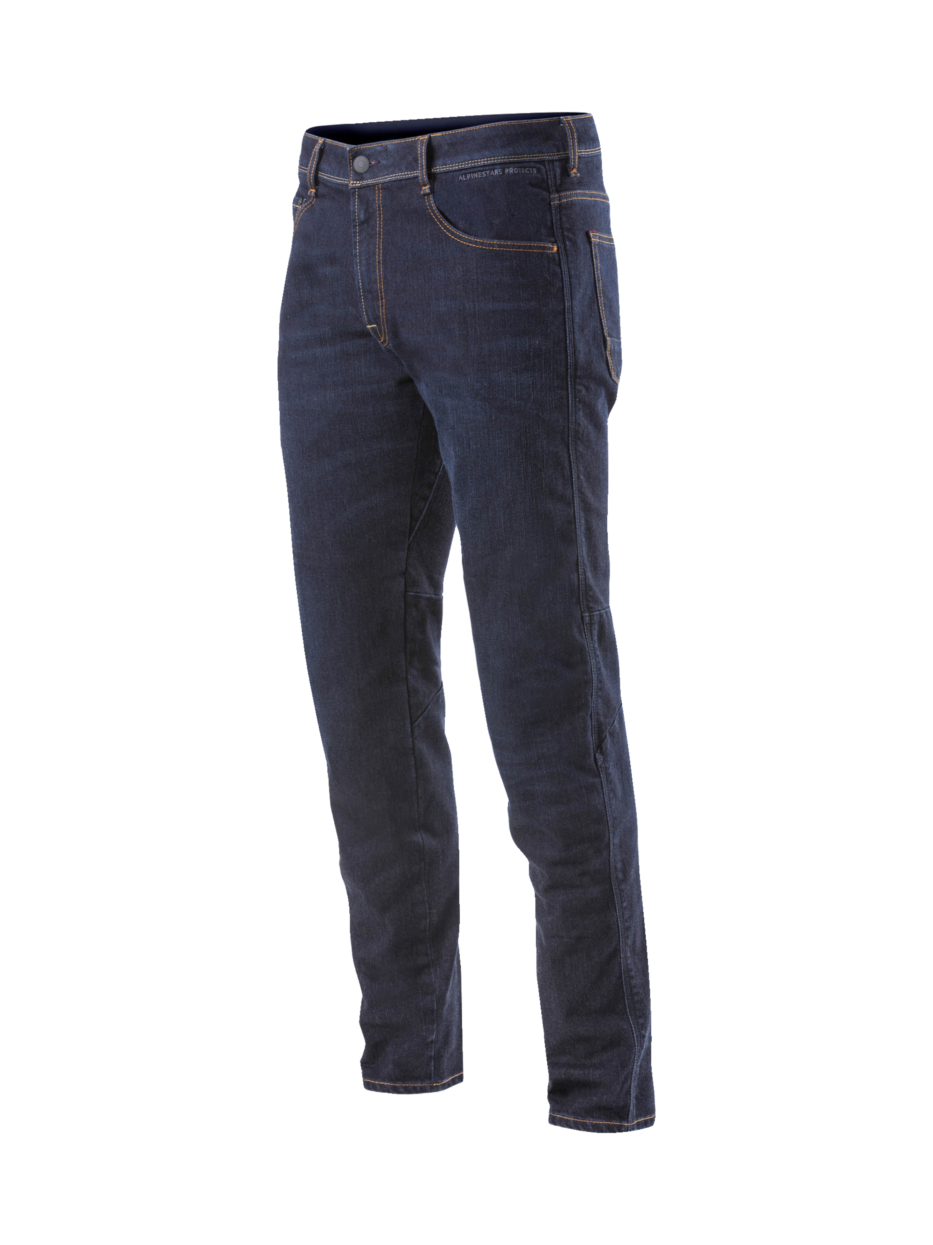 Alpinestars Radium Jeans, dunkelblaue Herren-Motorradjeans aus Cordura-Stretch mit Bio-Flex-Knieprotektoren.
