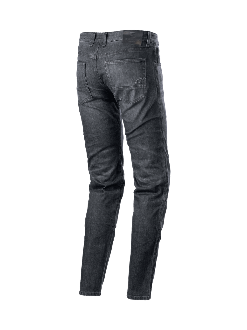 Alpinestars Sektor Regular Fit Jeans, Urban Motorradhose für Herren, Schwarz gewaschener Stretch-Denim mit Aramidfaser-Verstärkung, Rückansicht