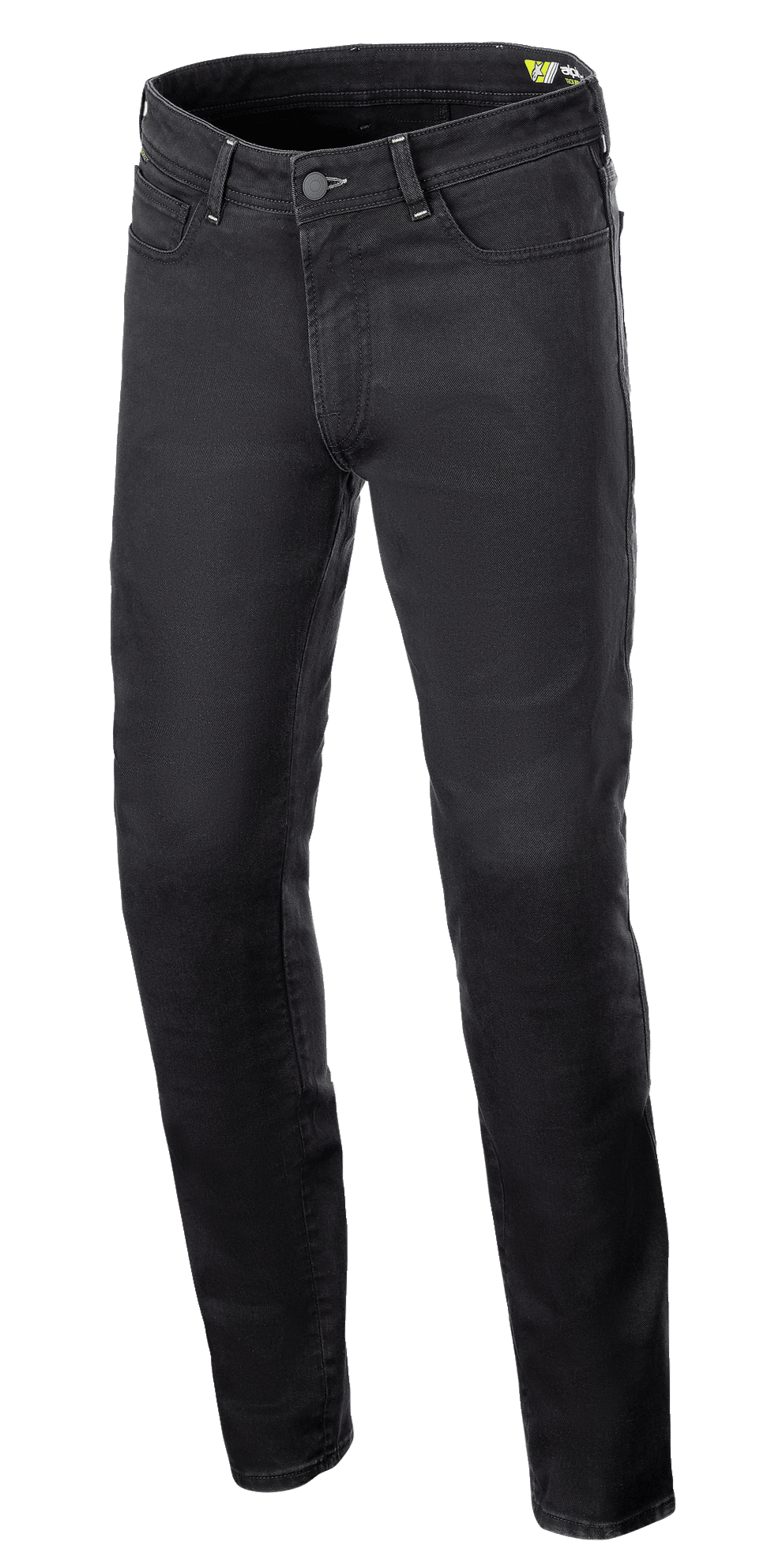 Alpinestars Copper V3 Denim Hose, Motorradhose, Black Rinse, reguläre Passform mit geradem Bein, Stretch-Baumwoll-Denim mit tonalen Nähten und Five-Pocket-Design, schützende urbane Motorradausrüstung