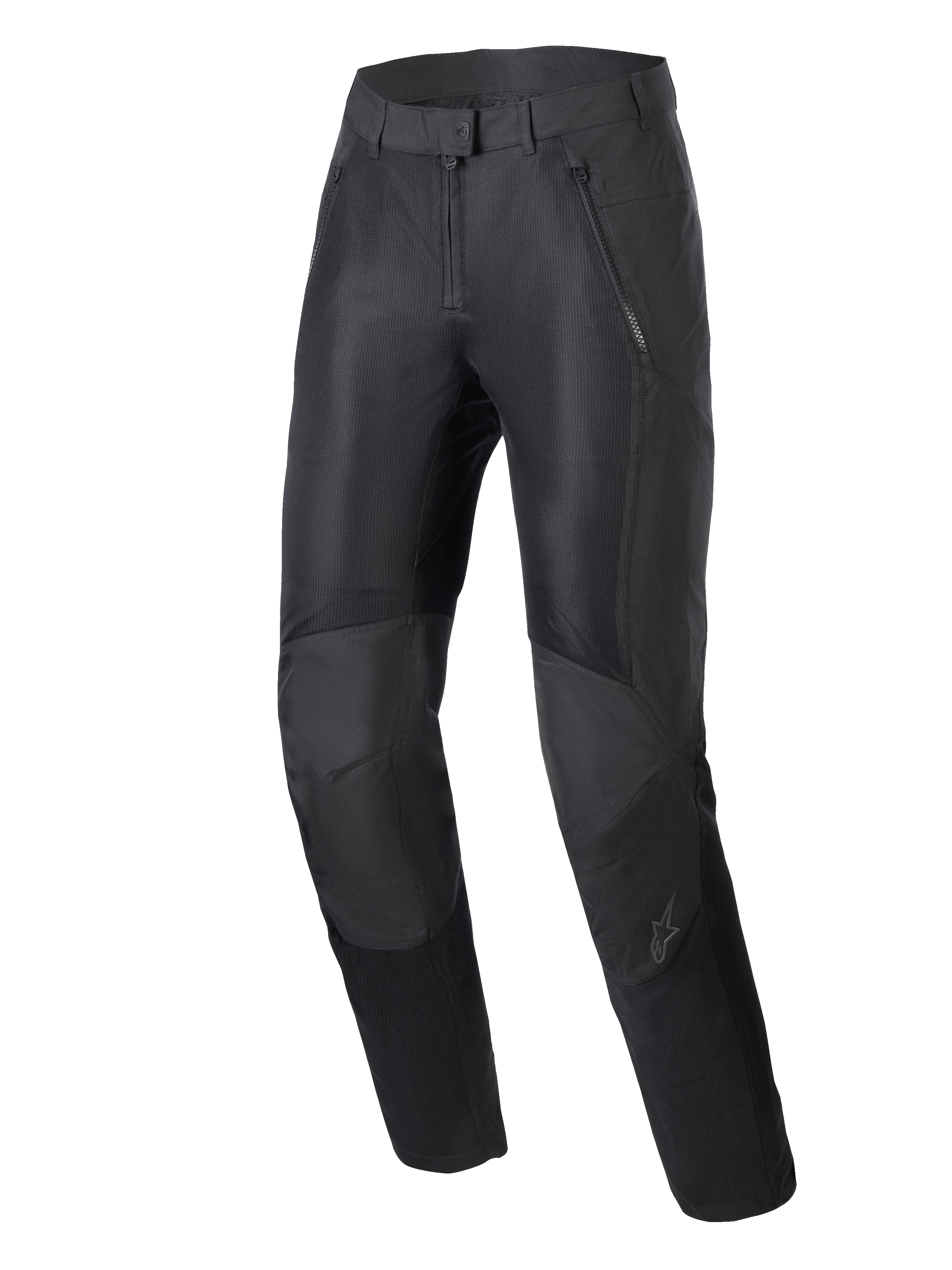 Alpinestars Stella C-1 Air Hose, Urbane Motorradhose für Damen, Schwarz, mit großen Mesh-Belüftungseinsätzen auf der Vorderseite, strapazierfähiger Poly-Gewebe-Konstruktion und ergonomischem Knie-Design mit integriertem Schutz.