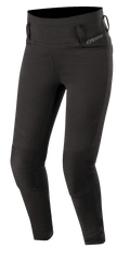 Alpinestars Banshee Damen-Leggings, Schwarz, figurbetonte Motorrad-Leggings mit verstärkten gerippten Kniepaneelen, Gürtelschlaufen und High-Waist-Design, schlanker sportlicher Look für urbanes Fahren auf der Straße