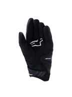 Alpinestars SP-R Pro Handschuhe, schwarze Motorradhandschuhe mit kurzer Stulpe, Handflächenansicht mit Griffverstärkungen und weißem Alpinestars-Logo, entwickelt für sportliches Fahren