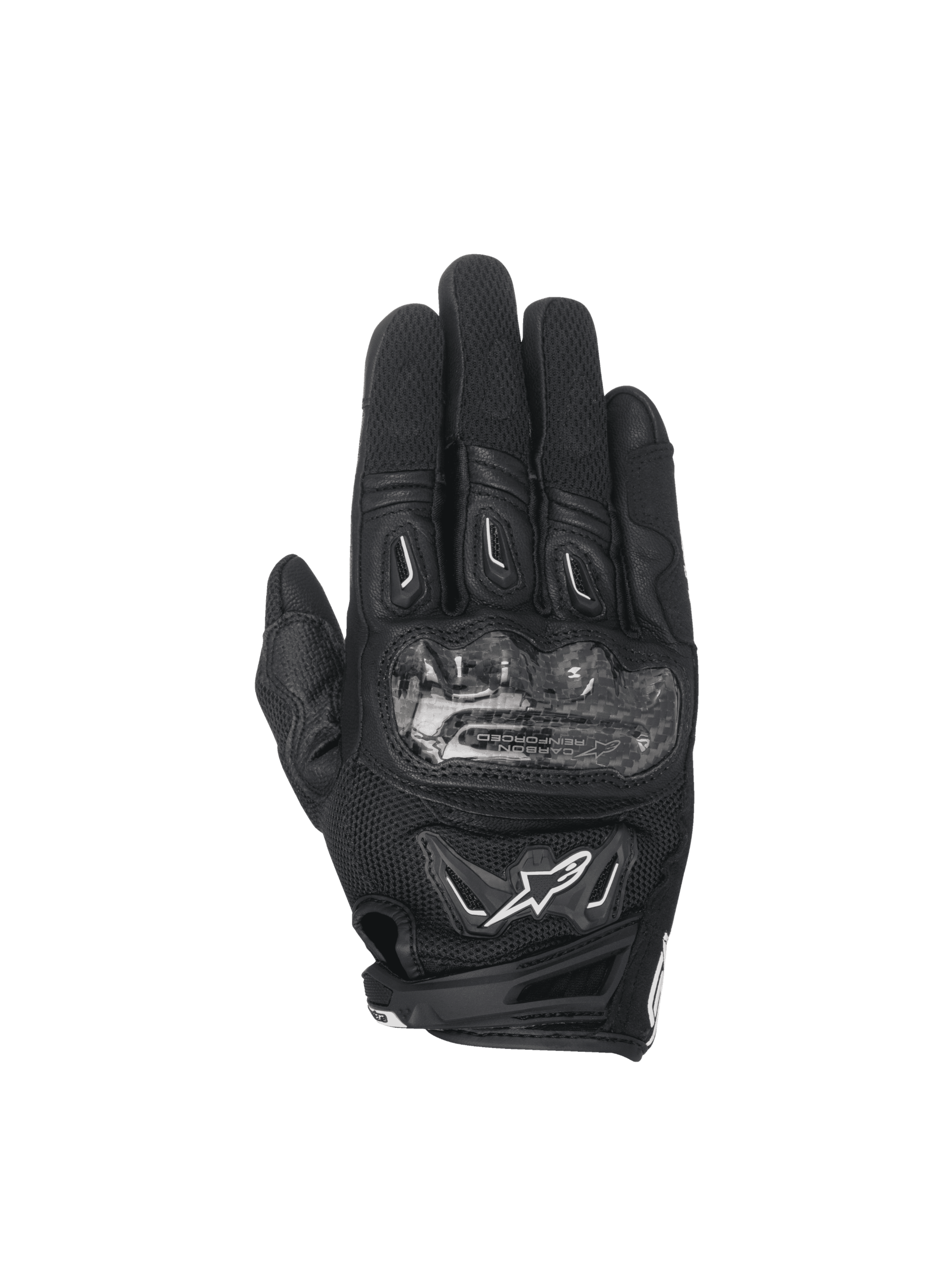 Alpinestars Stella SMX-2 Air Carbon V2 Motorradhandschuhe, Carbon-Knöchelschutz für Racing, Damen, Schwarz, Leder und 3D-Mesh.