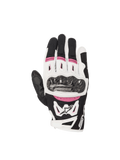 Alpinestars Stella SMX-2 Air Carbon V2 Motorradhandschuhe für Damen, Schwarz, Weiß und Fuchsia, mit Karbon-Knöchelschützern und atmungsaktivem 3D-Mesh, ideal für den Straßeneinsatz.