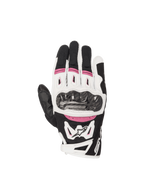 Alpinestars Stella SMX-2 Air Carbon V2 Motorradhandschuhe für Damen, Schwarz, Weiß und Fuchsia, mit Karbon-Knöchelschützern und atmungsaktivem 3D-Mesh, ideal für den Straßeneinsatz.
