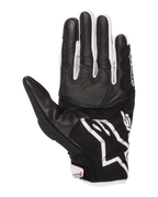 Alpinestars Women Stella SMX-2 Air Carbon V2 Gloves, Motorcycle Gloves, Palm View, Black and White with Fuchsia details, featuring leather and mesh construction with reinforced palm and touchscreen compatible fingertips