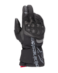 Alpinestars WT-4 Gore-Tex Insulated Glove, Black Motorcycle Glove, Hard Knuckle Protection, Leather and Textile Construction, GORE-TEX Waterproof Technology, Silver Alpinestars Logo and Wordmark on Cuff, Red Accent at Wrist, Winter Riding Glove