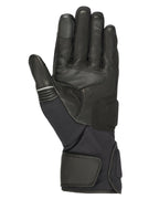 Alpinestars Jet Road V2 GORE-TEX Handschuhe, Schwarz, Handflächenansicht mit Lederkonstruktion und verstärkter Polsterung, lange Stulpe, Touchscreen-kompatible Fingerspitzen für Adventure-Touring