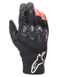 Alpinestars Hyde XT Drystar® XF Handschuhe, Motorrad-Adventure-Tourenhandschuhe, Schwarz und leuchtendes Rot, mit erweitertem viskoelastischem Knöchelschutz, wasserdichter Textil- und Lederkonstruktion und weißem Alpinestars-Logo auf der Manschette