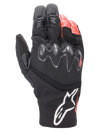 Alpinestars Hyde XT Drystar® XF Handschuhe, Motorrad-Adventure-Tourenhandschuhe, Schwarz und leuchtendes Rot, mit erweitertem viskoelastischem Knöchelschutz, wasserdichter Textil- und Lederkonstruktion und weißem Alpinestars-Logo auf der Manschette