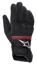 Alpinestars HT-3 Heat Tech Drystar® Handschuhe, beheizbare Motorradhandschuhe, Schwarz mit roten Streifen und weißem Logo, elektronischer Heiztechnik-Bedienknopf an der Manschette, verstärkte Knöchel und strapazierfähige Textilkonstruktion