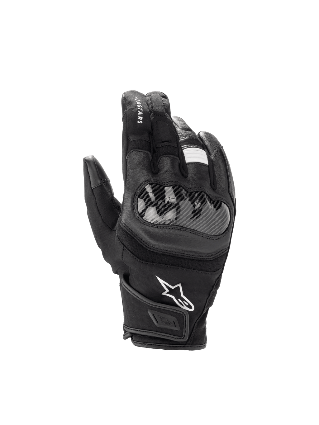 Alpinestars SMX Z Drystar Handschuhe, wasserdichte Motorradhandschuhe, Schwarz mit weißem Logo, Leder mit hartem Knöchelschutz.