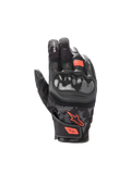 Alpinestars SMX Z Drystar® Handschuhe, wasserdichte Motorradhandschuhe, Schwarz und Rot Fluo, Ziegenleder mit hartem Knöchelschutz, Drystar-Performance-Technologie für Allwetter-Straßenfahrten.