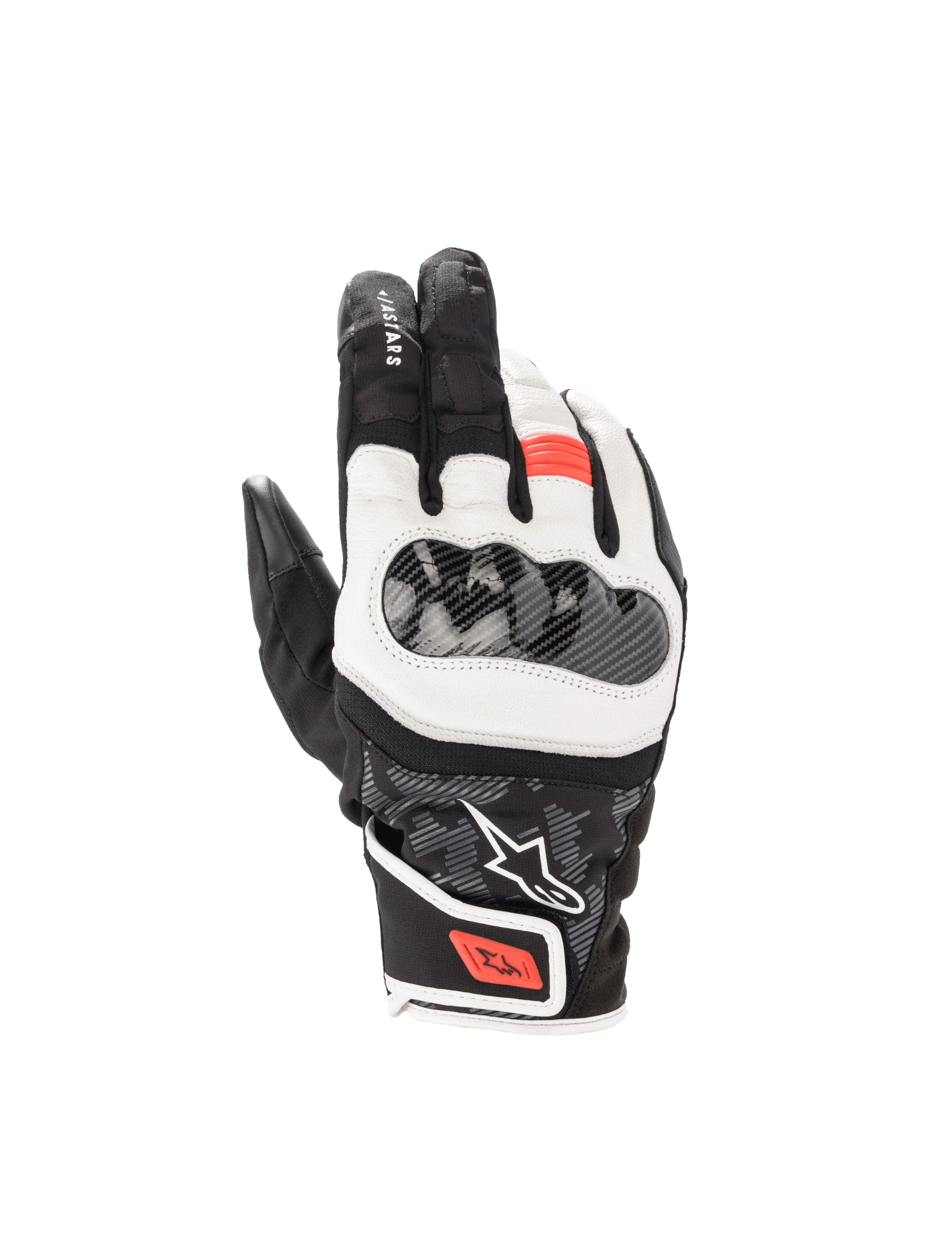 Alpinestars SMX Z Drystar® Handschuhe, wasserdichte Motorradhandschuhe, Schwarz Weiß Rot Fluo, harter Knöchelschutz.