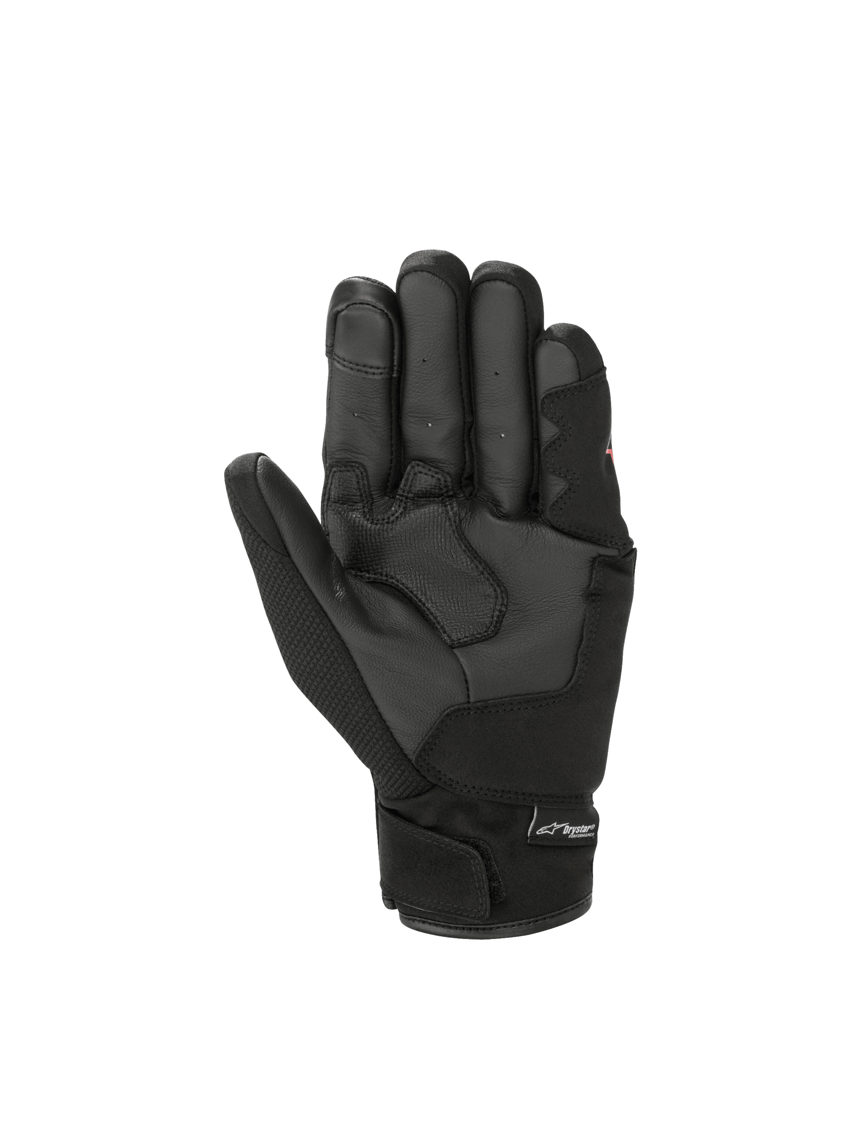 Alpinestars S-Max Drystar Handschuhe, wasserdichte Motorradsporthandschuhe für Herren, Schwarz, Lederhandfläche mit Verstärkung und kurzem Stulpendesign.