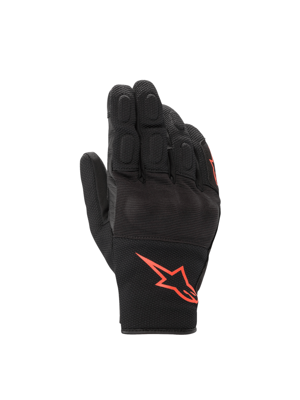 Alpinestars S-Max Drystar Handschuhe, wasserdichte Motorradhandschuhe, Schwarz und Fluo-Rot, mit Knöchelschutz und Astars-Logo.