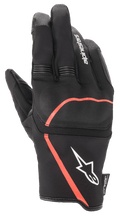 Alpinestars Syncro V2 Drystar® Handschuhe, Urban-Motorradhandschuhe, Schwarz mit Red Fluo Akzenten, mit flexiblem Knöchelschutz, weißem Alpinestars-Logo auf der Stulpe und Akkordeon-Stretch-Einsätzen an den Fingern, wasserdichtes und atmungsaktives Design.