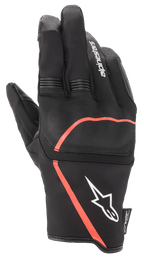 Alpinestars Syncro V2 Drystar® Handschuhe, Urban-Motorradhandschuhe, Schwarz mit Red Fluo Akzenten, mit flexiblem Knöchelschutz, weißem Alpinestars-Logo auf der Stulpe und Akkordeon-Stretch-Einsätzen an den Fingern, wasserdichtes und atmungsaktives Design.
