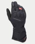 Alpinestars Stella Tourer W-7 V2 Drystar® Damen-Handschuhe, schwarze Winter-Touren-Motorradhandschuhe, langes Manschettendesign mit integriertem Knöchelschutz, mit Textil- und Lederbahnen, rotem Drystar-Branding und reflektierenden Akzenten.