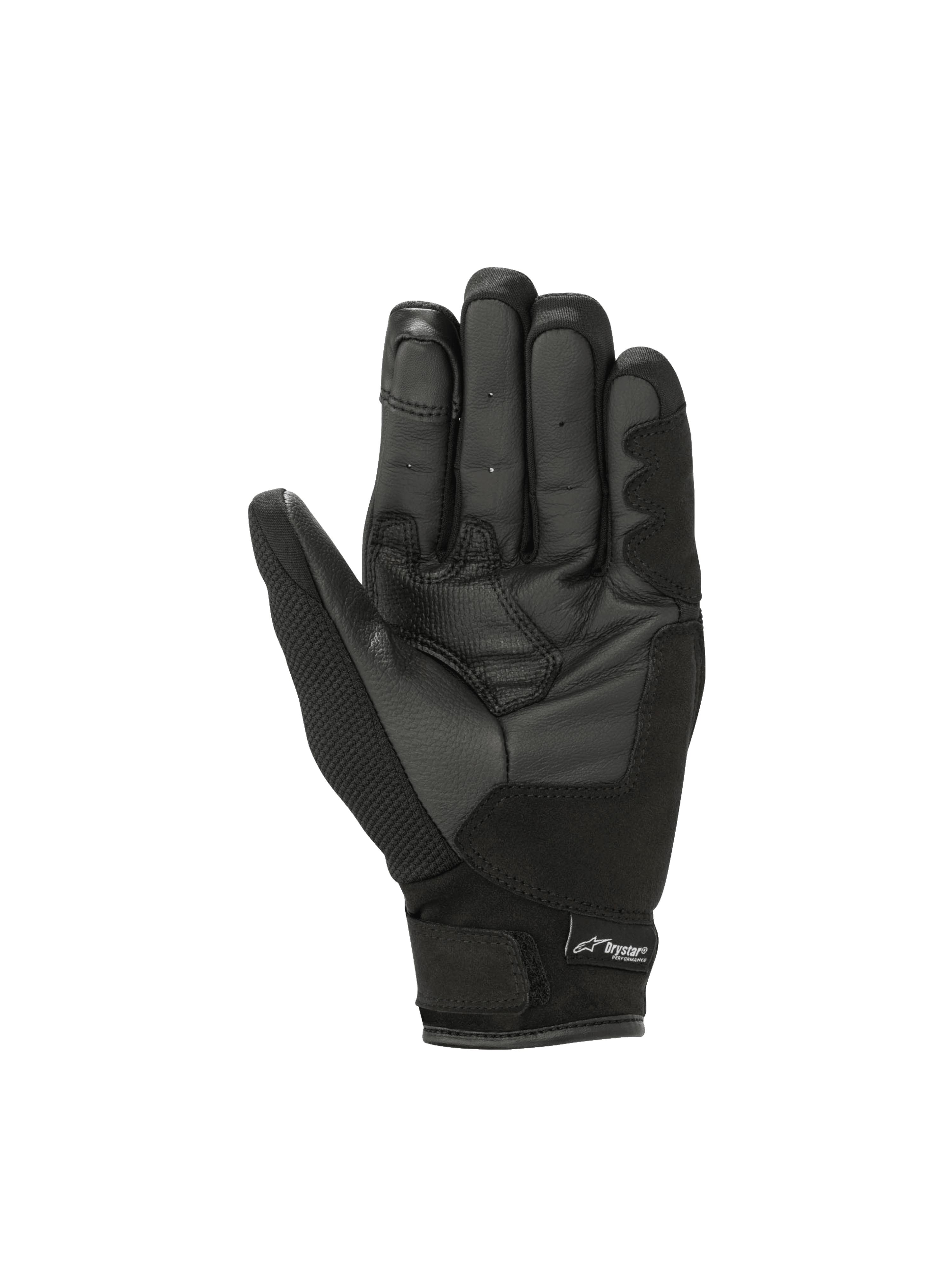 Alpinestars Stella S-Max Drystar Damen-Motorradhandschuhe, wasserdicht, Schwarz, Lederhandfläche mit kurzem Bund.
