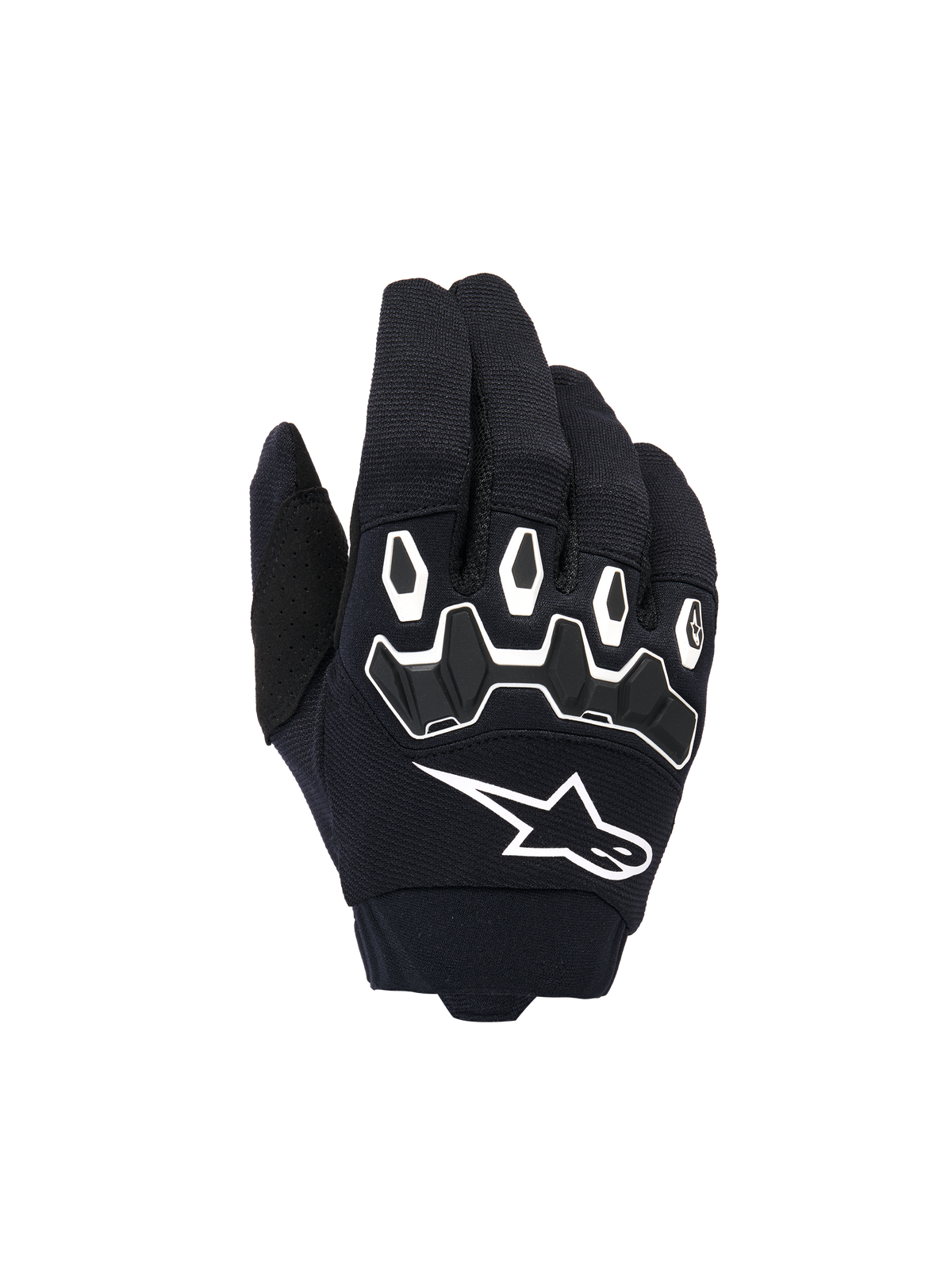 Alpinestars Youth & Kids Full Bore V2 Handschuhe, Motocross-Handschuhe, Schwarz und Weiß, mit ergonomischem TPR-Knöchelschutz mit weißen Umrandungen, großem weißen Alpinestars-Logo, atmungsaktive Textilkonstruktion für den Offroad-Rennsport