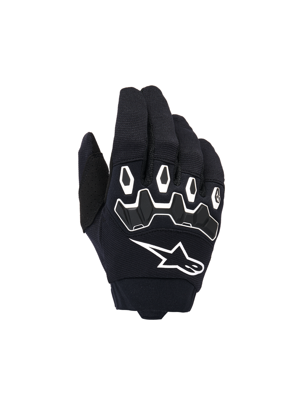 Alpinestars Youth & Kids Full Bore V2 Handschuhe, Motocross-Handschuhe, Schwarz und Weiß, mit ergonomischem TPR-Knöchelschutz mit weißen Umrandungen, großem weißen Alpinestars-Logo, atmungsaktive Textilkonstruktion für den Offroad-Rennsport