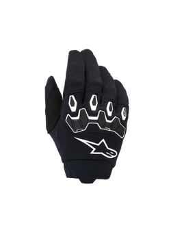 Alpinestars Youth & Kids Full Bore V2 Handschuhe, Motocross-Handschuhe, Schwarz und Weiß, mit ergonomischem TPR-Knöchelschutz mit weißen Umrandungen, großem weißen Alpinestars-Logo, atmungsaktive Textilkonstruktion für den Offroad-Rennsport