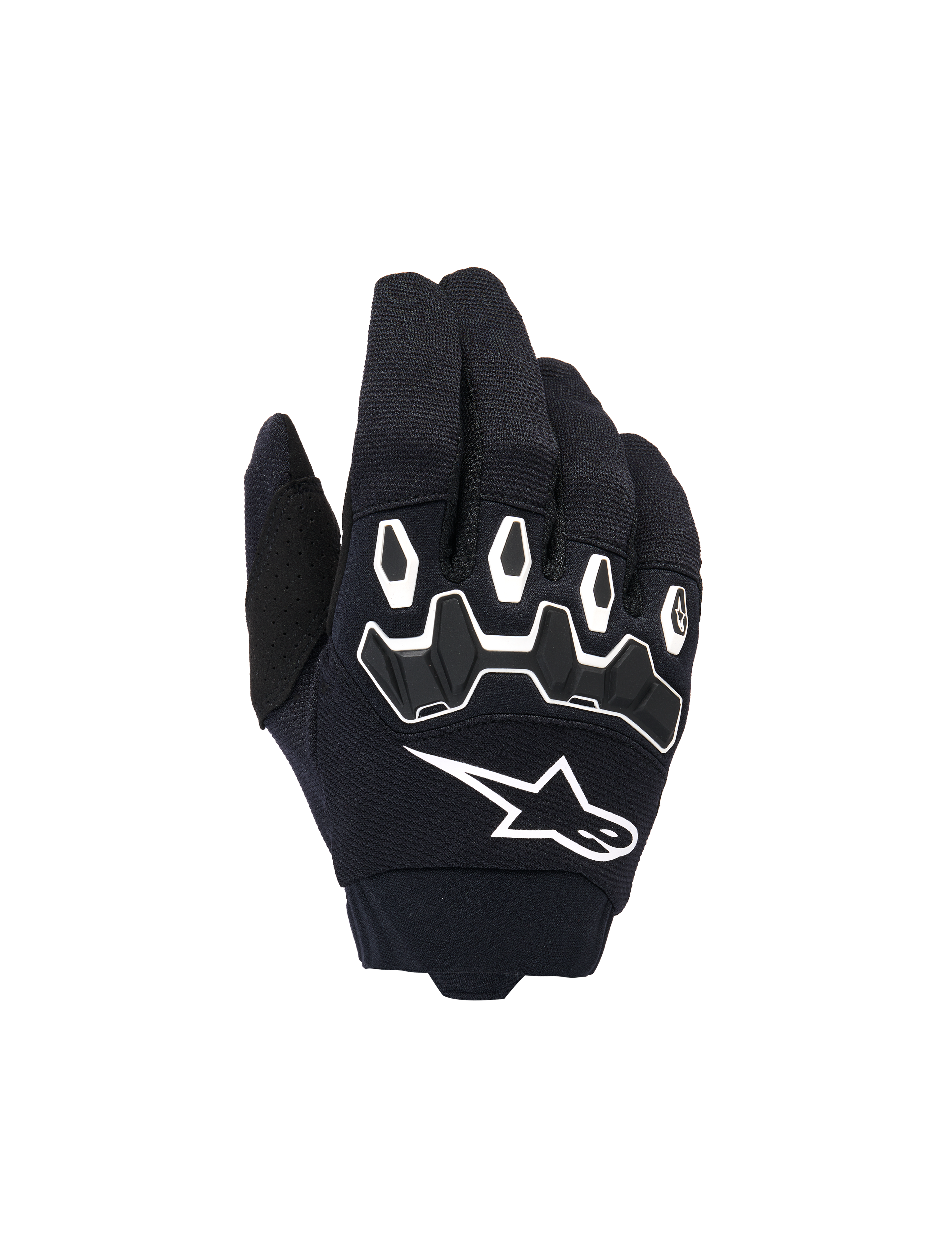 Alpinestars Youth & Kids Full Bore V2 Handschuhe, Motocross-Handschuhe, Schwarz und Weiß, mit ergonomischem TPR-Knöchelschutz mit weißen Umrandungen, großem weißen Alpinestars-Logo, atmungsaktive Textilkonstruktion für den Offroad-Rennsport