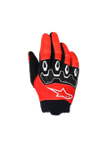 Alpinestars Youth & Kids Full Bore V2 Handschuhe, Motocross-Rennhandschuhe, Leuchtendes Rot und Schwarz, Draufsicht mit schwarzen TPR-Knöchelprotektoren mit weißen Akzenten und weißem Astar-Logo, strapazierfähiges Textildesign für Offroad-Fahrten