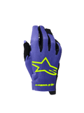 Alpinestars 2026 Youth Radar Handschuhe, Motocross- und MTB-Handschuhe, Lila und Neongelb, mit markantem neongelbem Stern-Logo und Branding, schwarze Akzente zwischen den Fingern, leichtes strukturiertes Gewebe für Offroad-Rennsport