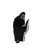 Alpinestars Radar Jugend-Motocrosshandschuhe in Schwarz und Grau mit Wildlederhandfläche und weißem Schriftzug.