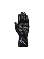 Alpinestars Jugend-Tech-1 K Race S V2 Graphic 1 Handschuhe, Schwarz, Teergrau und Weiß, Innenansicht der Handfläche mit weißem Silikon-Gripmuster auf Fingern und Handfläche, synthetische Wildlederkonstruktion, weißes A-Star-Logo am elastischen Bündchen