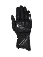 Alpinestars SP-3 Handschuhe, schwarze Motorrad-Rennhandschuhe aus Leder mit langem Schaft und integriertem Knöchelschutz.