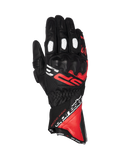 Alpinestars SP-3 Handschuhe, Motorradrennhandschuhe für Herren, Schwarz, Rot und Weiß, Leder, Knöchelschutz, langer Schaft