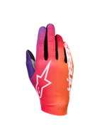 Alpinestars Sim Gloves Graphic 2, Sim-Racing-Handschuhe, Farbverlauf in Orange, Neon-Lila und Weiß, weißes Stern-Logo, perforierte Belüftungsdetails, leichtes Stretchgewebe mit schwarzen Mesh-Akzenten