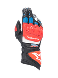 Alpinestars Honda GP Pro R3 Handschuhe, Racing-Stulpenhandschuhe aus Leder in Schwarz und Rot mit DFS-Knöchelschutz.