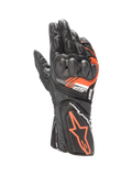 Alpinestars SP-8 V3 Lederhandschuhe in Schwarz und Rot Fluo, Motorradhandschuhe mit SP-Knöchelschutz für den Rennsport.