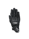 Alpinestars SP-5 Handschuhe, Motorradrennhandschuhe, Schwarz, aus Leder mit Polymer-Knöchelschutz und perforierten Details
